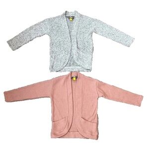 2- Toddler Girls Rumi & Ryder Lightweight Cardigans, Ribbed Mauve/Marbled Gray